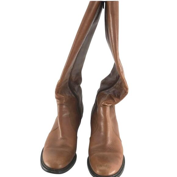 Vera Gomma 90s Brown Leather Tall Block Heel Boots - Picture 4 of 8